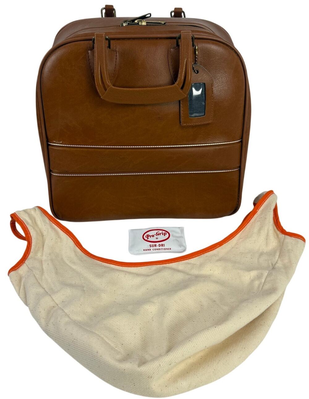 Vintage C&C Brown Faux Leather Single Bowling Ball Bag Shoe Compartment
